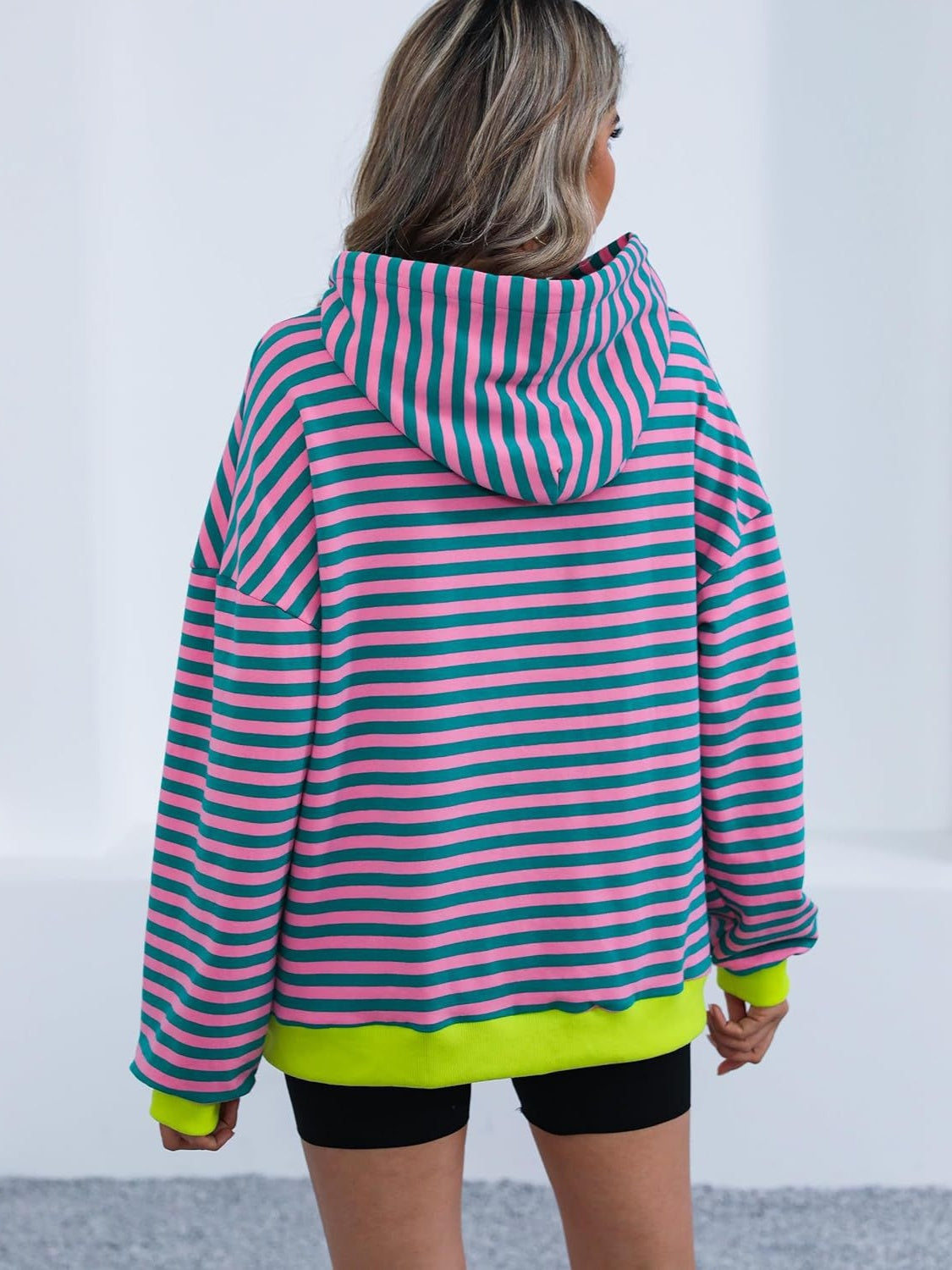 Drawstring Striped Long Sleeve Hoodie – product image 5
