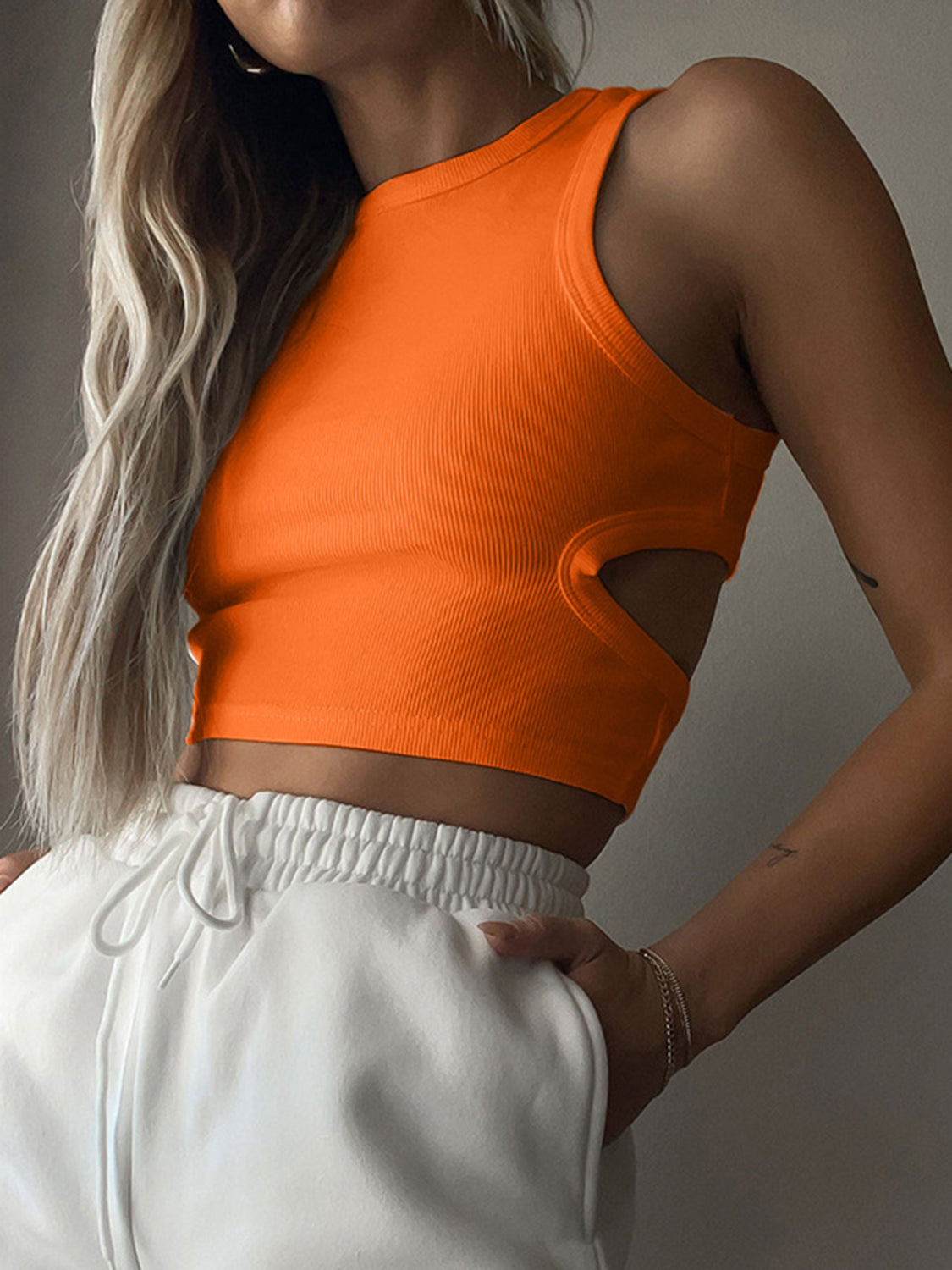 Cutout Round Neck Tank – product image 10