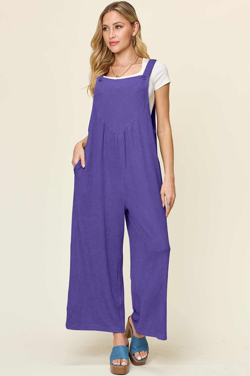 Double Take Full Size Texture Sleeveless Wide Leg Overall – product image 8