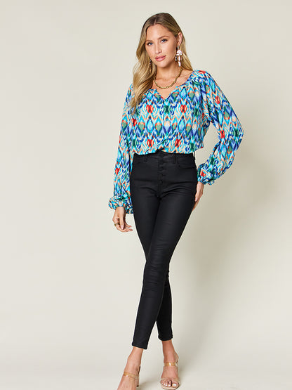 Double Take Full Size Printed Balloon Sleeve Blouse – product image 20