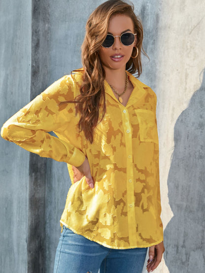 Full Size Collared Neck Long Sleeve Shirt Plus Size – product image 9
