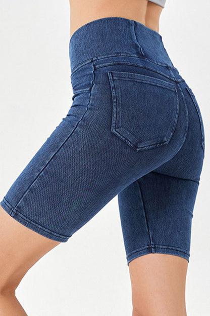 Basic Bae Asymmetrical Waist Denim Shorts with Pockets – product image 4