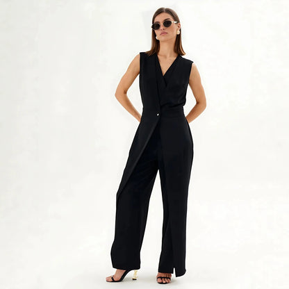 V Ling Solid Color Sleeveless Women's Jumpsuit