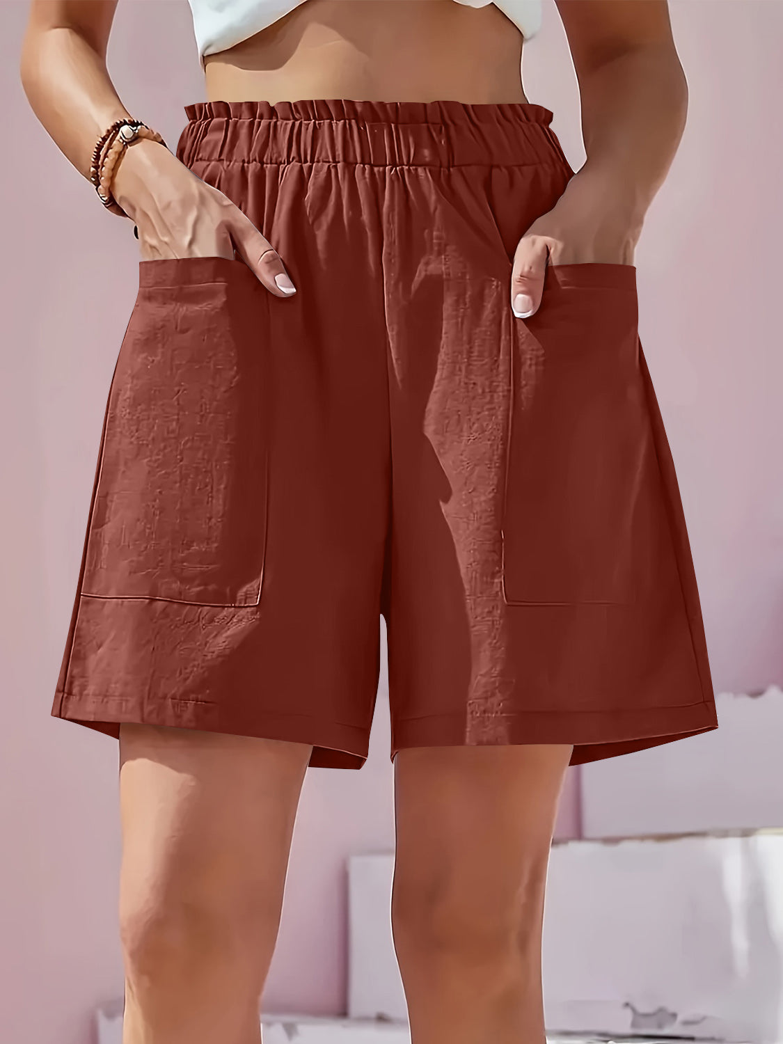 Full Size Pocketed Elastic Waist Shorts – product image 8
