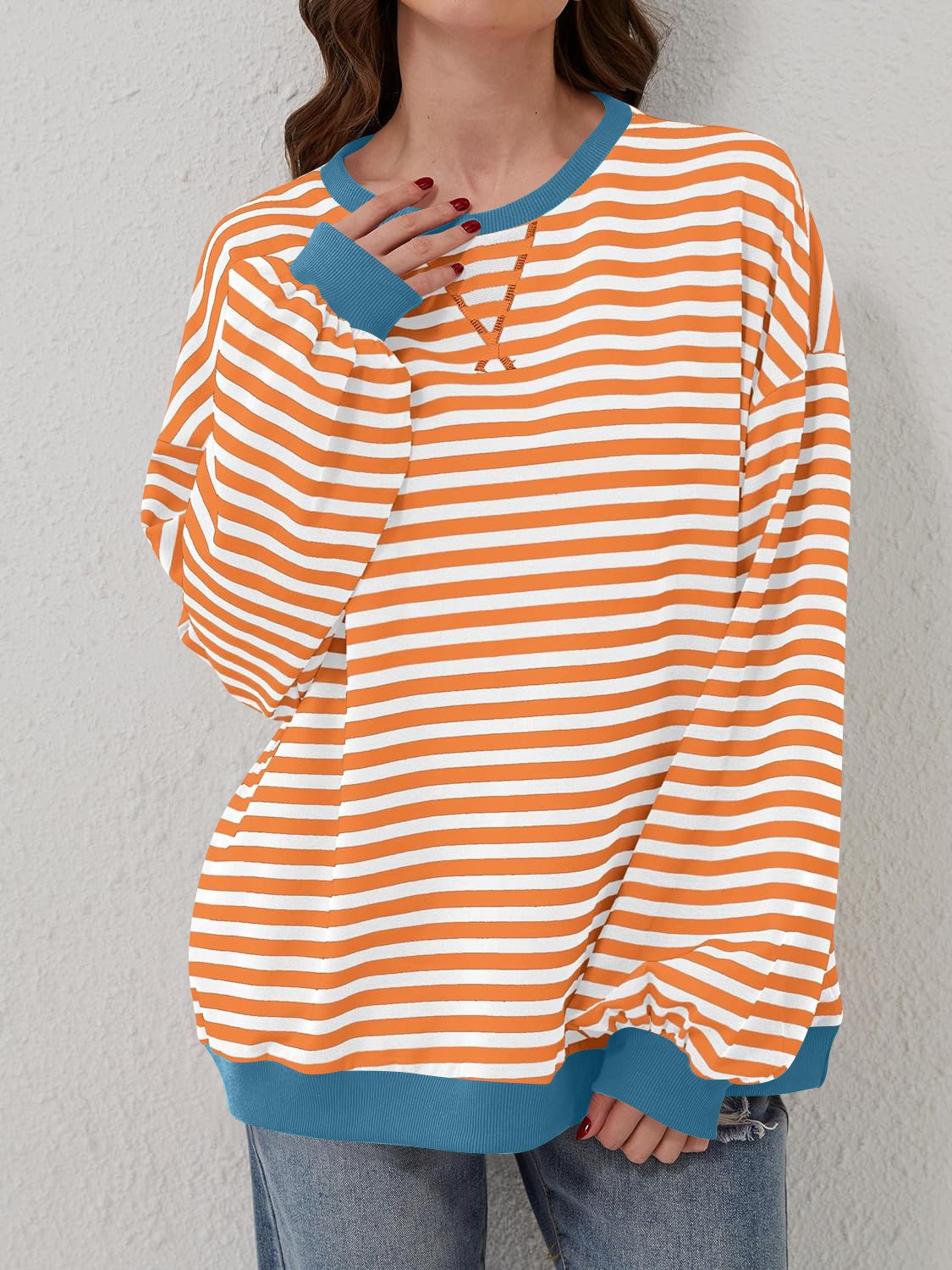 Contrast Striped Long Sleeve Sweatshirt – product image 11