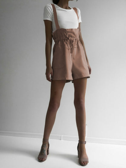 Drawstring Wide Strap Overalls with Pockets – product image 3