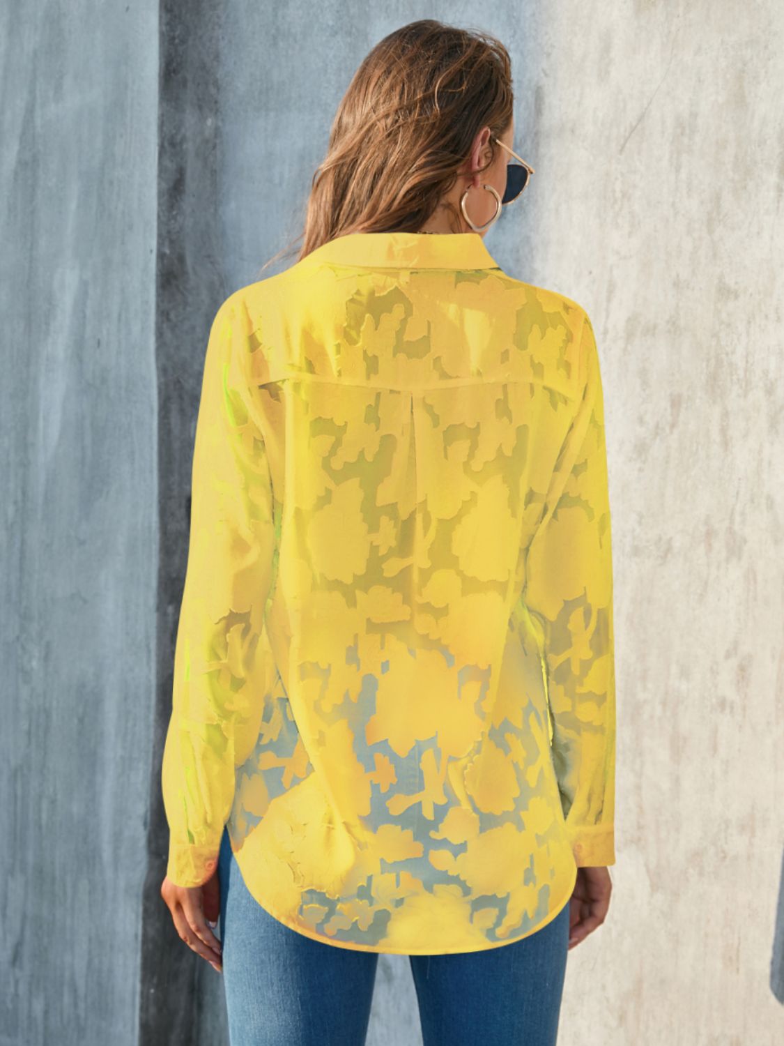Full Size Collared Neck Long Sleeve Shirt Plus Size – product image 12