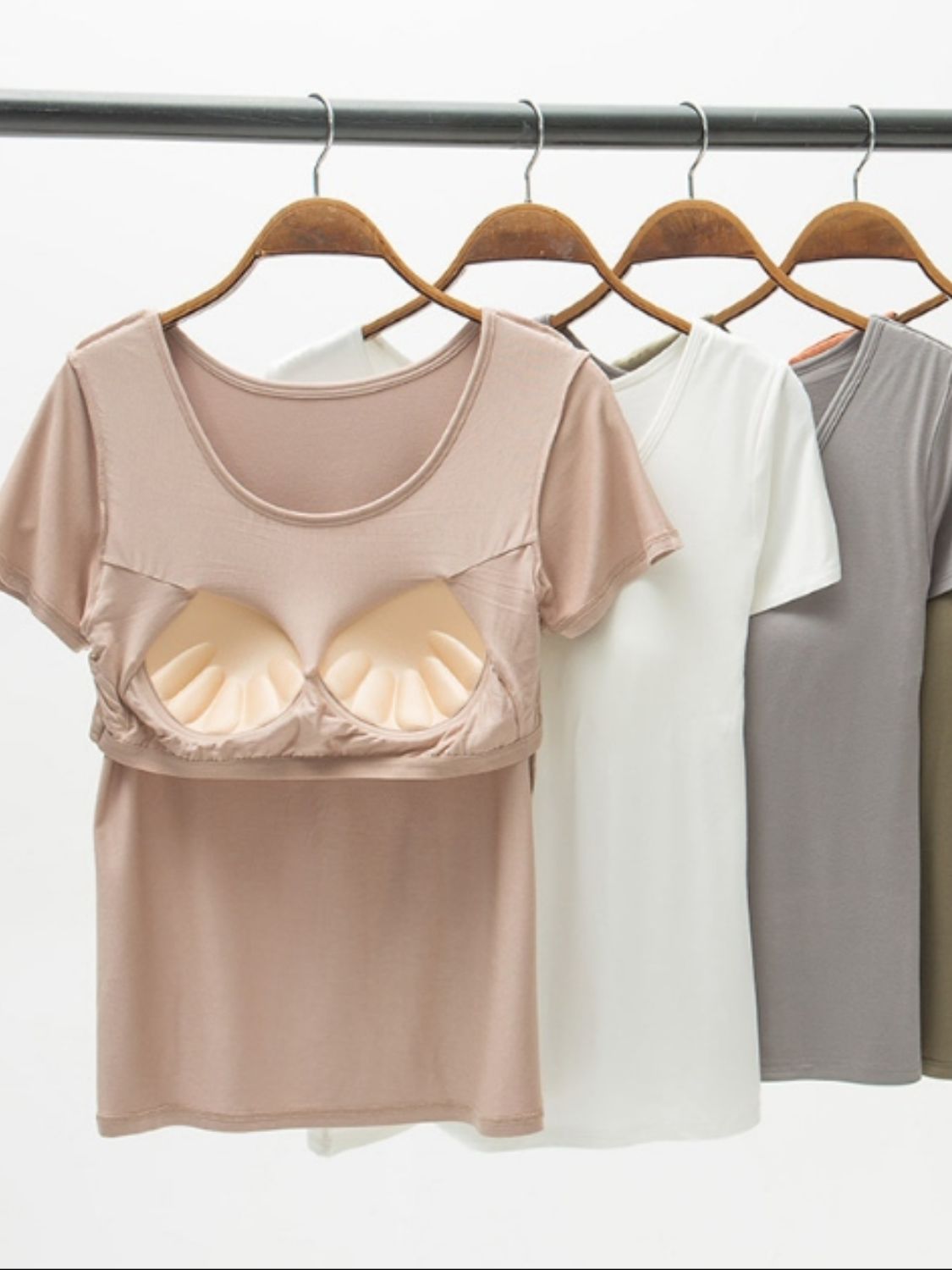 Round Neck Modal T-Shirt with Bra – product image 5