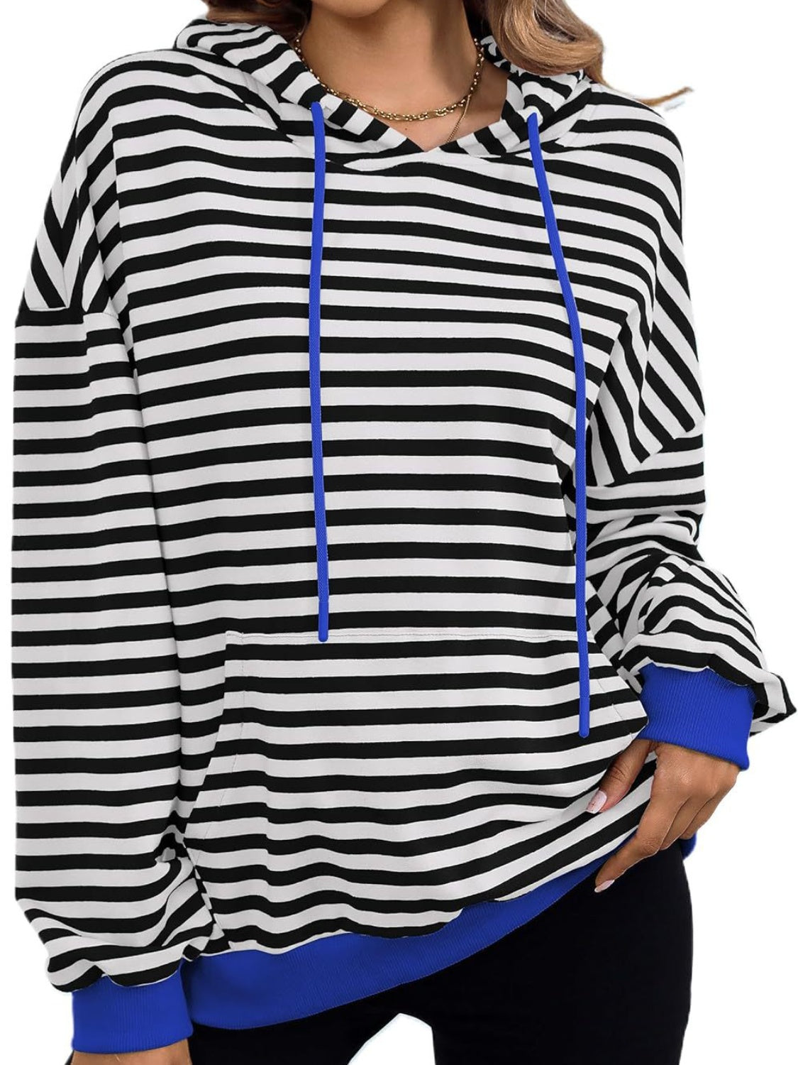 Drawstring Striped Long Sleeve Hoodie – product image 7