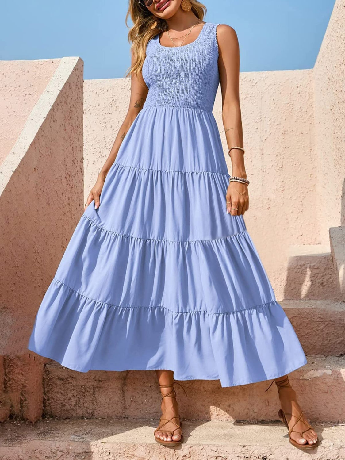 Tiered Smocked Wide Strap Dress – product image 23