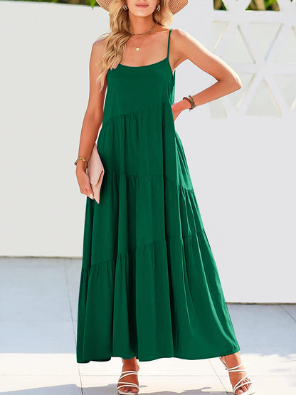 Full Size Ruched Tiered Spaghetti Strap Dress – product image 1