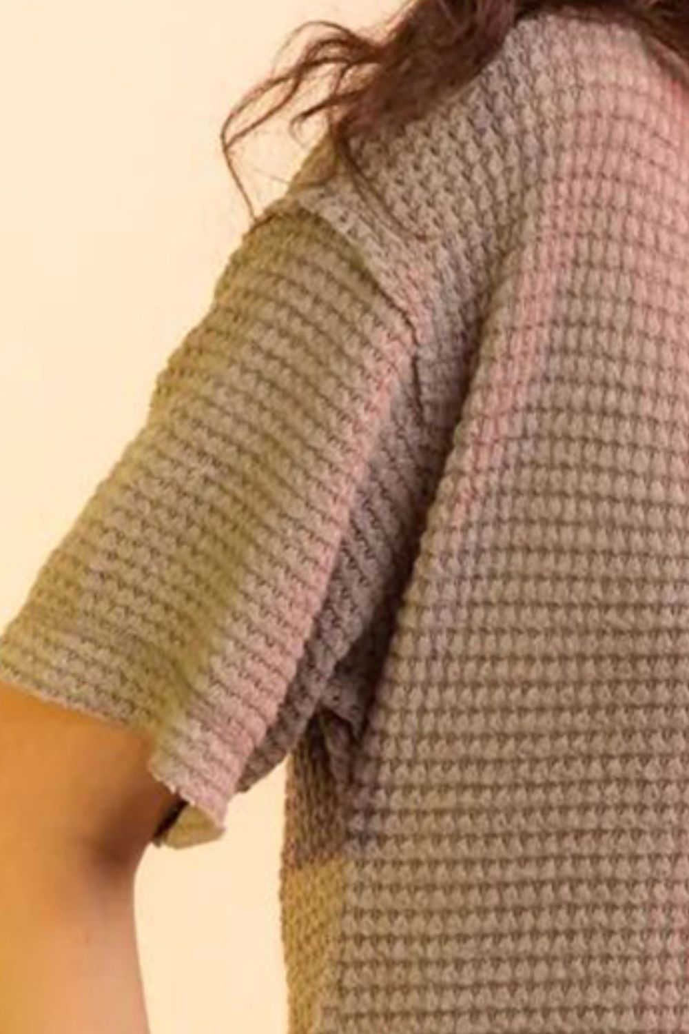 Waffle-Knit Notched Half Sleeve T-Shirt – product image 12