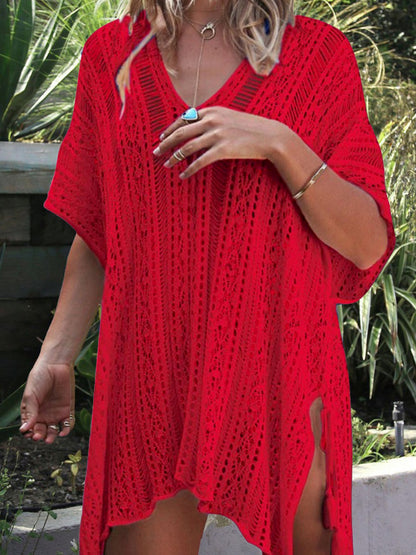 Cutout V-Neck Cover-Up with Tassel – product image 13