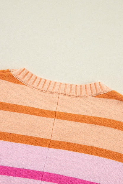 Contrast Striped Round Neck Long Sleeve Knit Top – product image 5