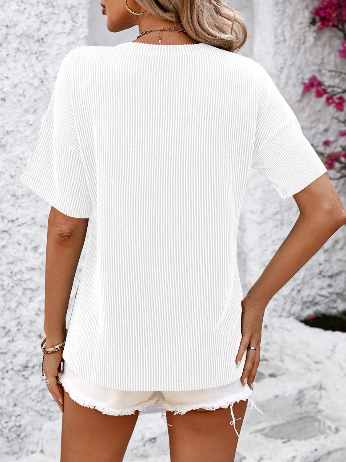 V-Neck Dropped Shoulder T-Shirt – product image 19