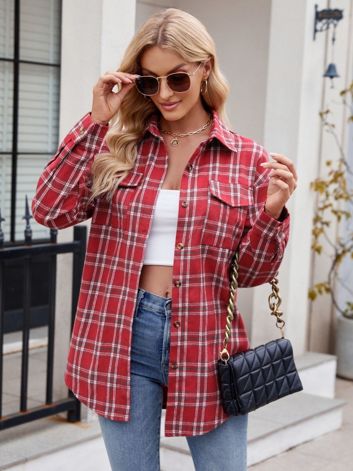Plaid Button Up Long Sleeve Shirt – product image 5