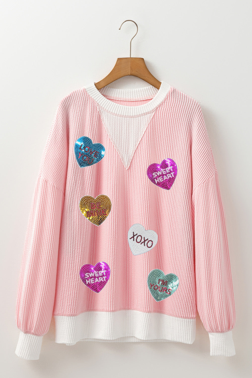 Valentine’s Day Sequin Heart Long Sleeve Sweatshirt – product image 3