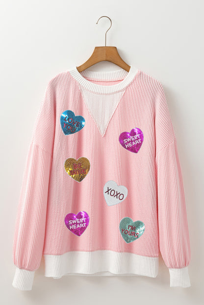 Valentine’s Day Sequin Heart Long Sleeve Sweatshirt – product image 3