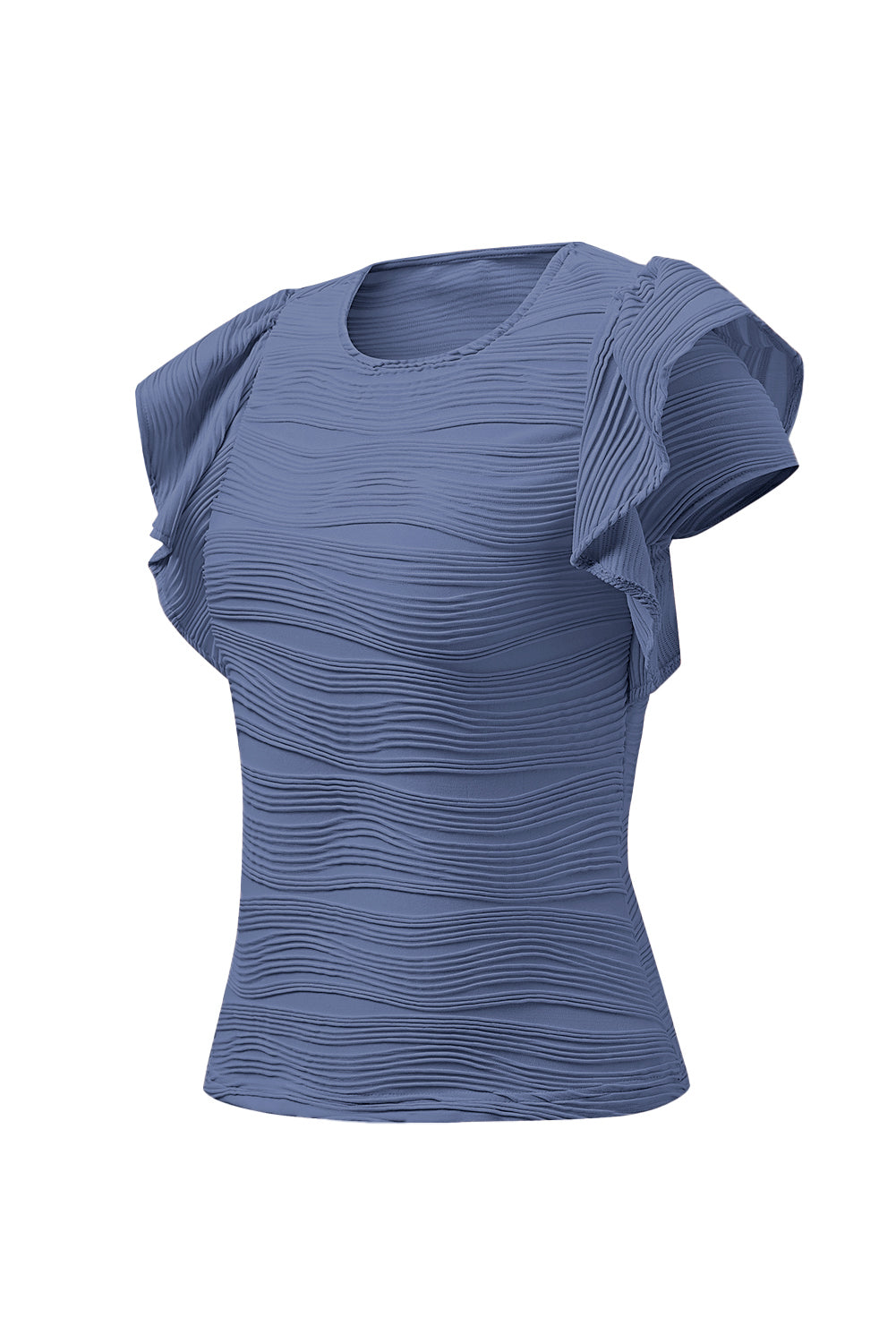 Textured Round Neck Cap Sleeve Top – product image 5