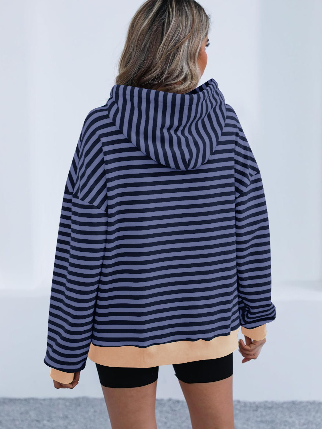 Drawstring Striped Long Sleeve Hoodie – product image 14