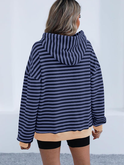 Drawstring Striped Long Sleeve Hoodie – product image 14