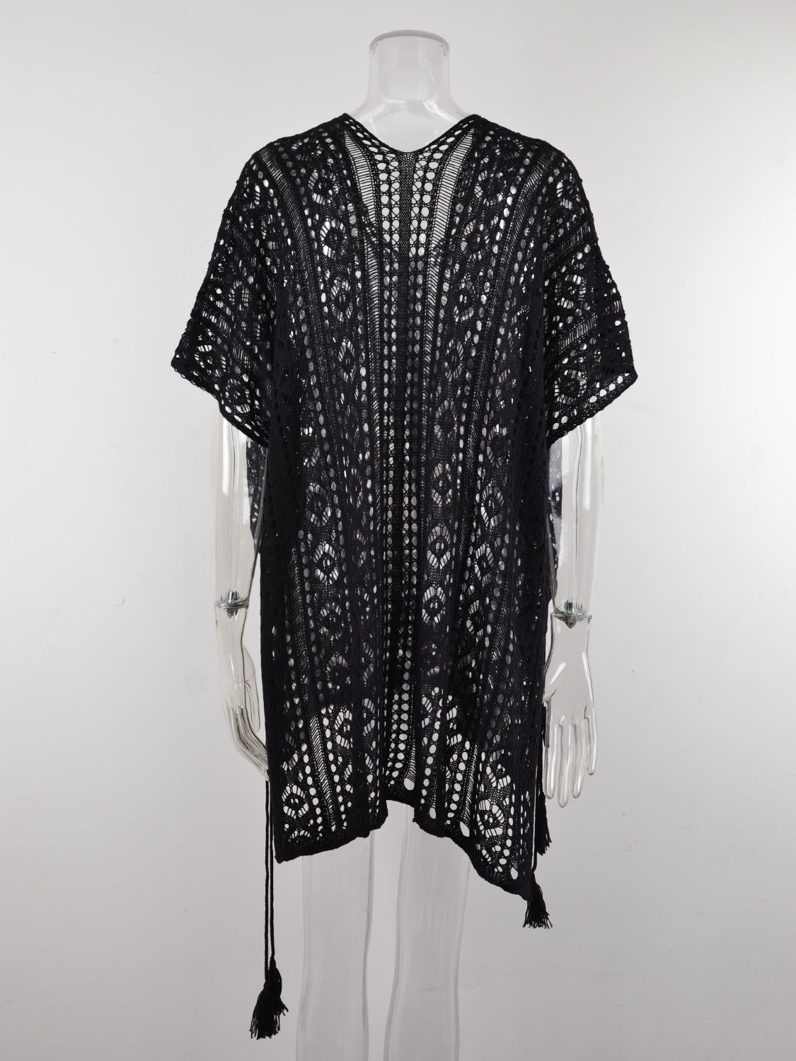 Cutout V-Neck Cover-Up with Tassel – product image 29