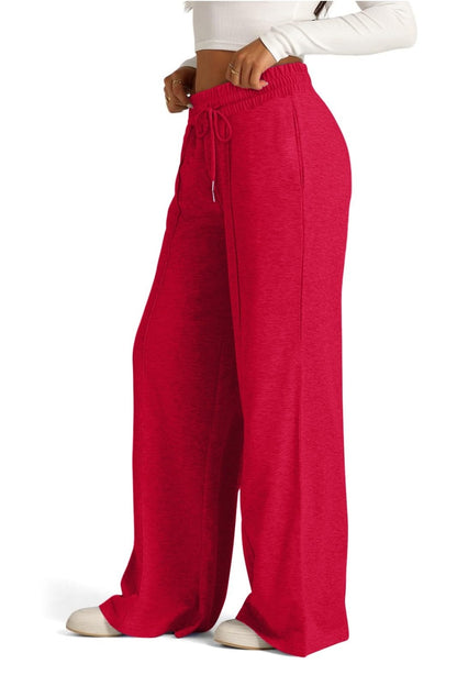 Drawstring Elastic Waist Wide Leg Pants – product image 14