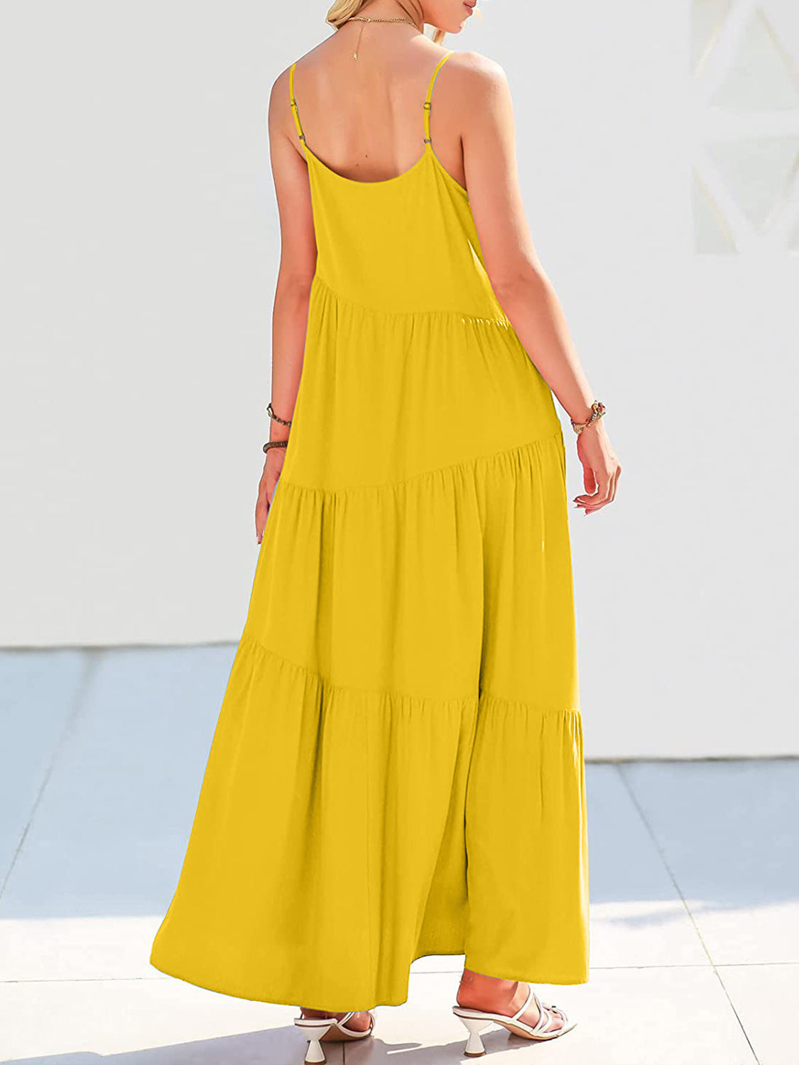 Full Size Ruched Tiered Spaghetti Strap Dress – product image 12