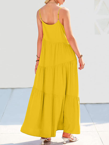Full Size Ruched Tiered Spaghetti Strap Dress – product image 12