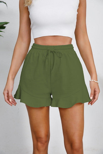 Full Size Drawstring Ruffle Hem Shorts – product image 20