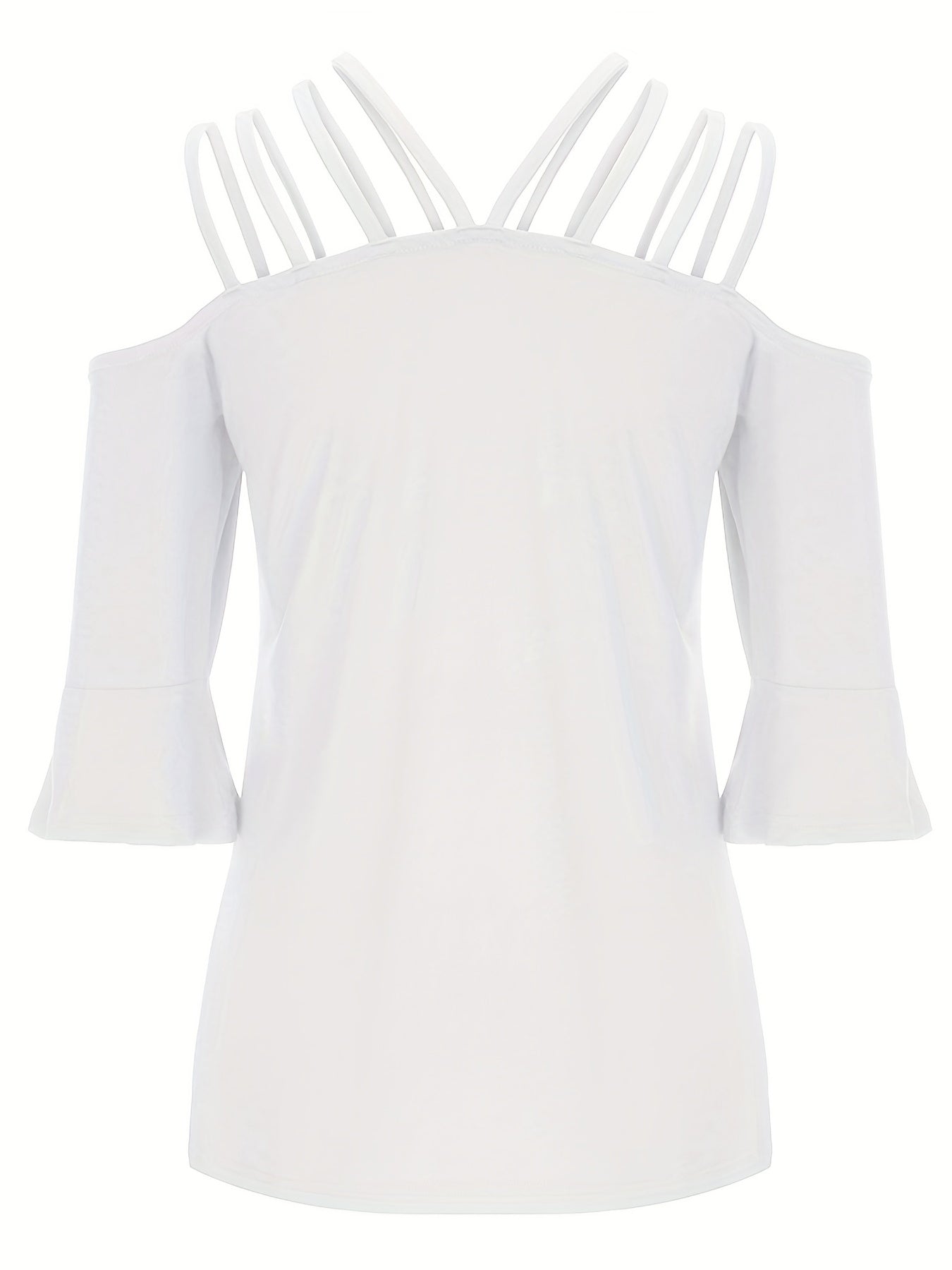 Full Size Cold Shoulder Three-Quarter Sleeve Blouse – product image 4