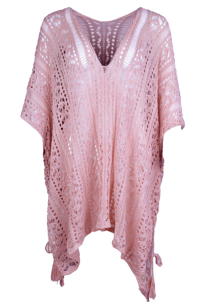 Cutout V-Neck Cover-Up with Tassel – product image 35
