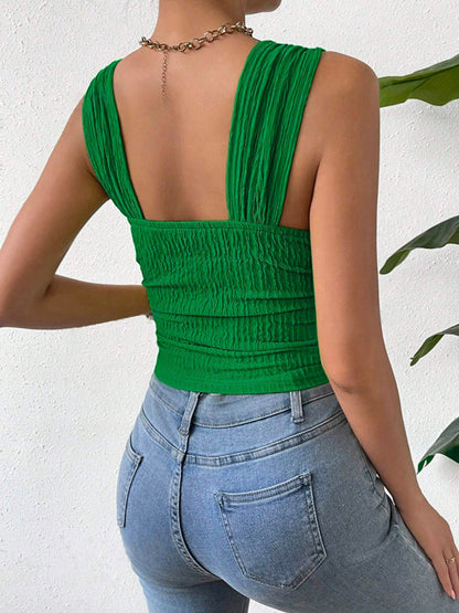 Textured Square Neck Wide Strap Tank – product image 17