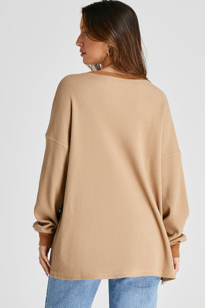Waffle-Knit Long Sleeve Sweatshirt – product image 5