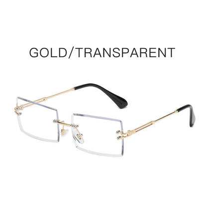 Fashion Frameless Trimmed Square Gradient Sunglasses