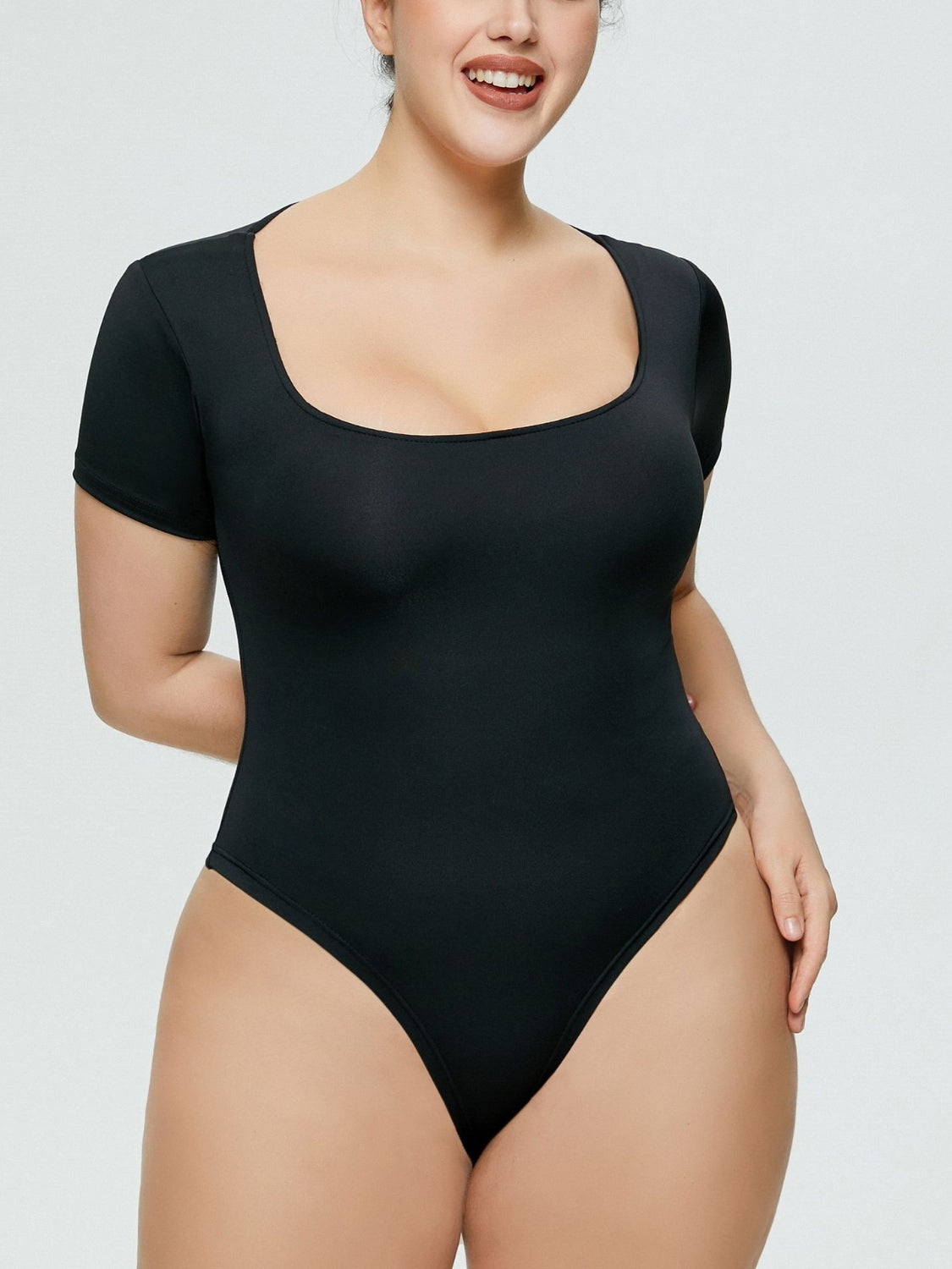 Full Size Square Neck Short Sleeve Bodysuit – product image 9