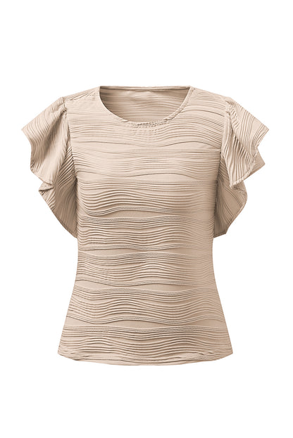 Textured Round Neck Cap Sleeve Top – product image 28