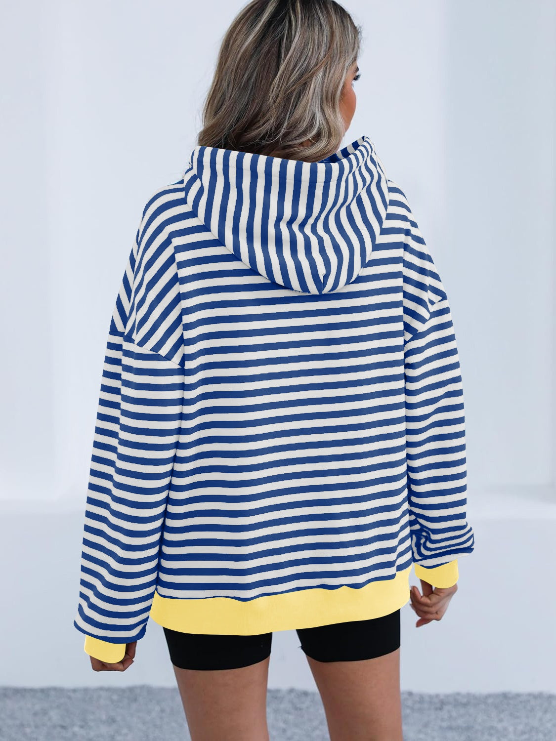 Drawstring Striped Long Sleeve Hoodie – product image 2