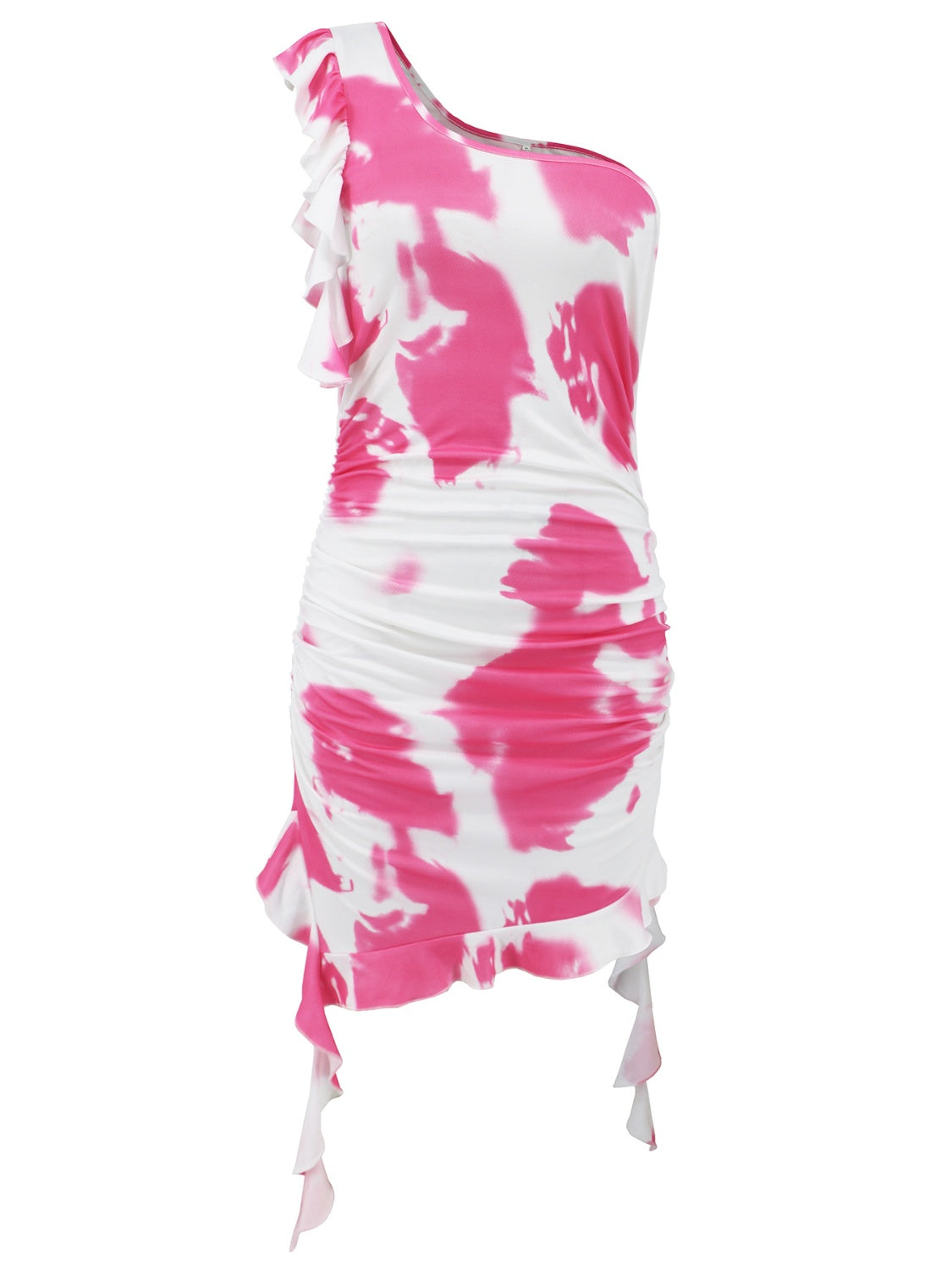 Ruffled Tie-Dye Single Shoulder Mini Dress – product image 15
