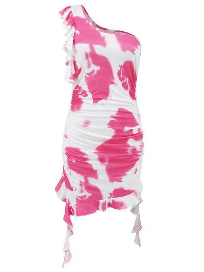 Ruffled Tie-Dye Single Shoulder Mini Dress – product image 15