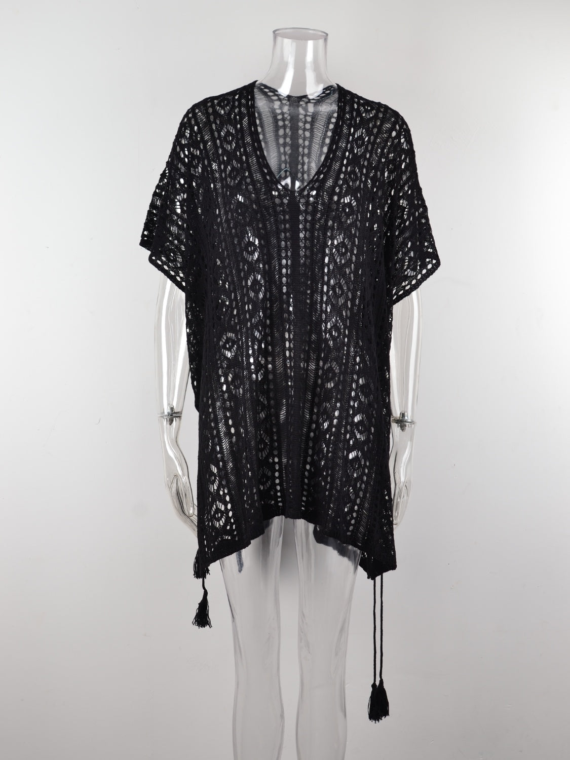 Cutout V-Neck Cover-Up with Tassel – product image 28