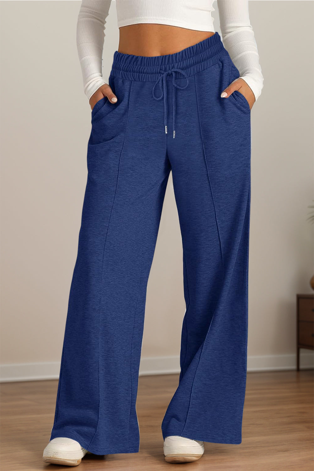 Drawstring Elastic Waist Wide Leg Pants – product image 4