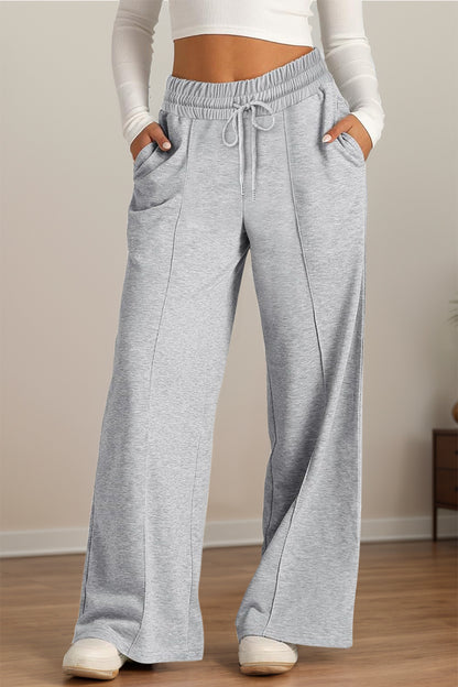 Drawstring Elastic Waist Wide Leg Pants – product image 1