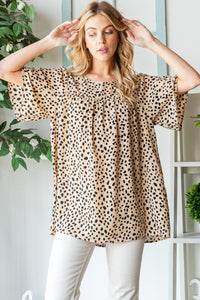 Heimish Full Size Animal Print Flutter Sleeve Blouse