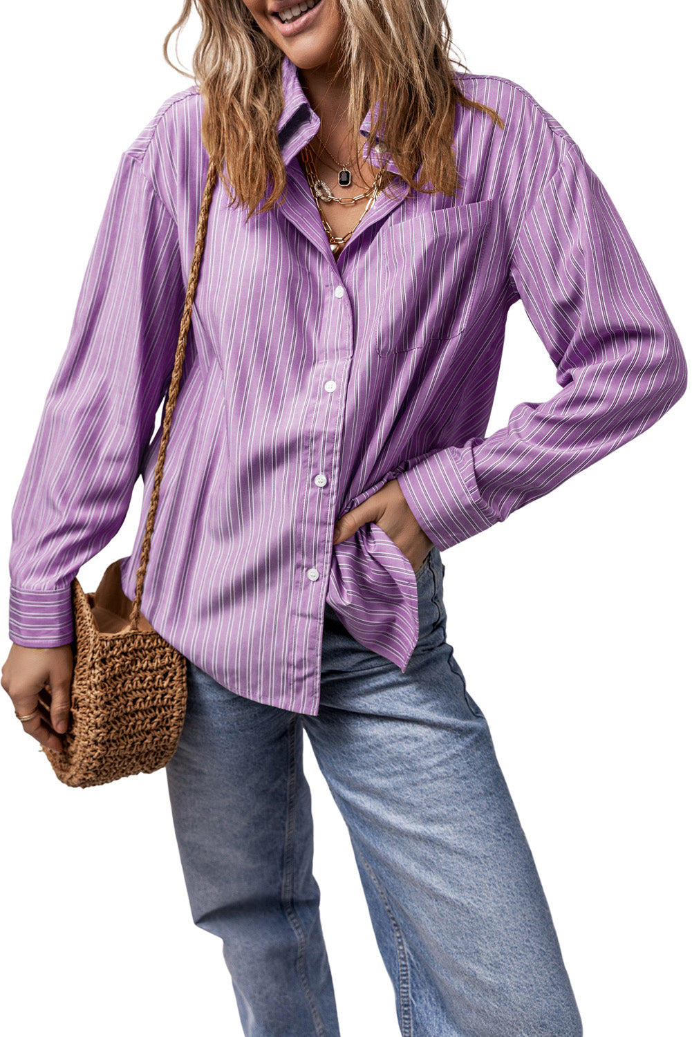 Striped Button Up Long Sleeve Shirt – product image 33