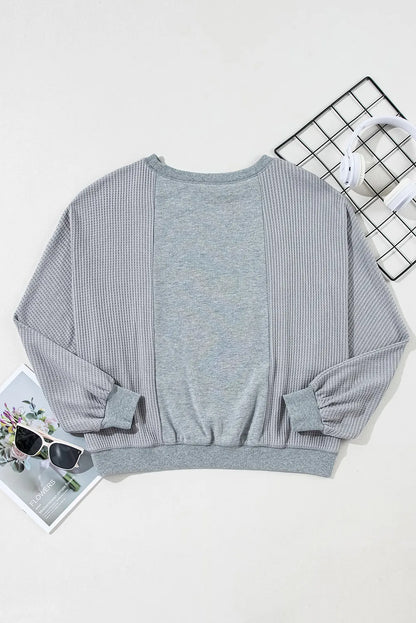 Waffle-Knit Round Neck Long Sleeve Top – product image 5