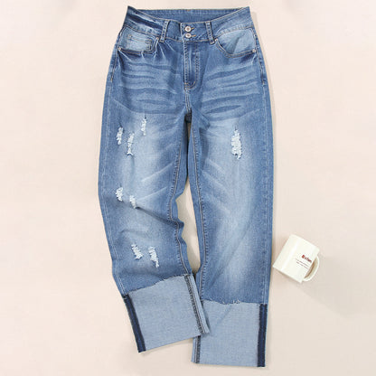 Harun Ankle-bite Ripped Cropped Pants For Women