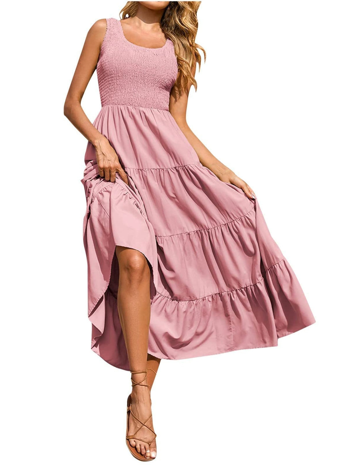 Tiered Smocked Wide Strap Dress – product image 30