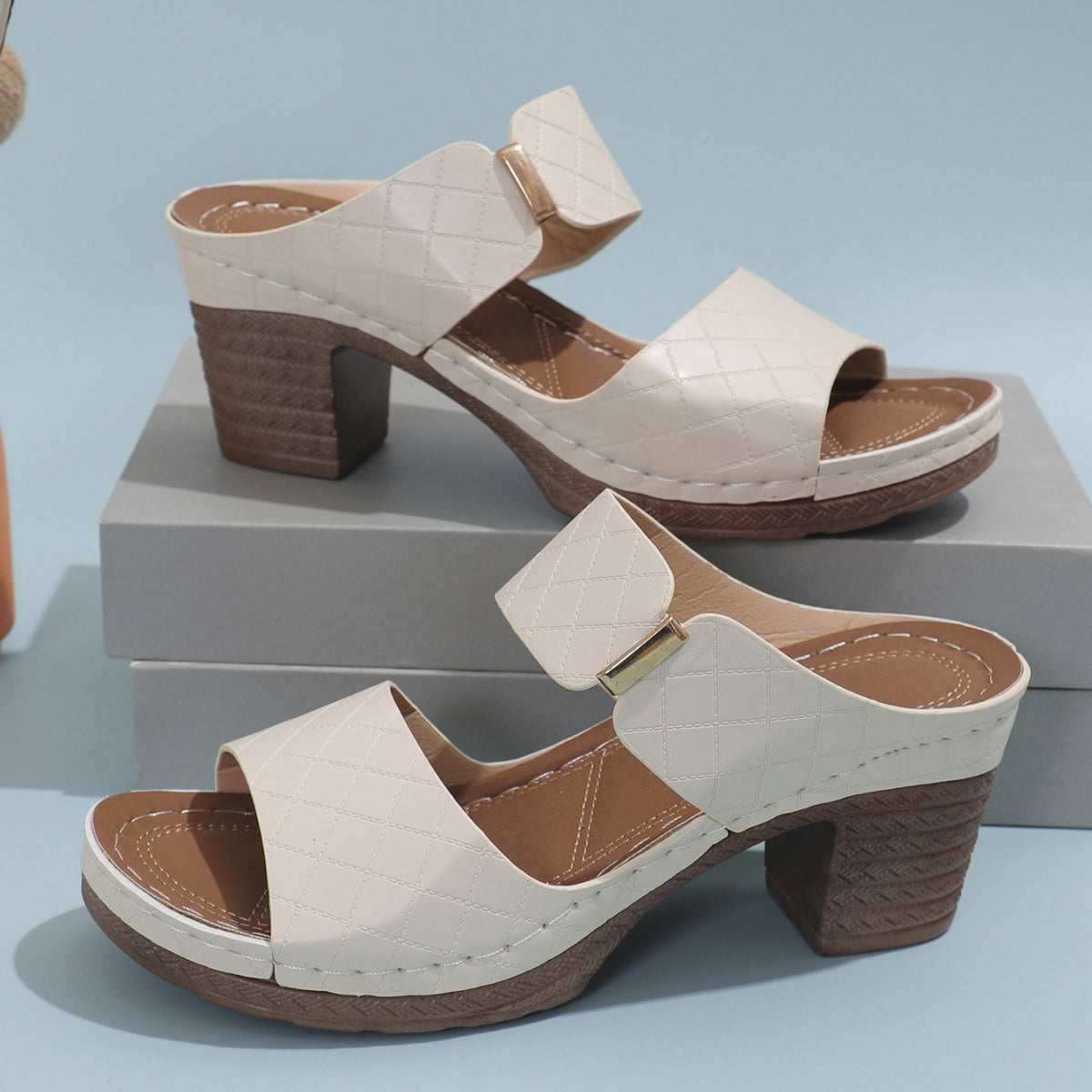 PU Leather Block Heel Sandals – product image 6