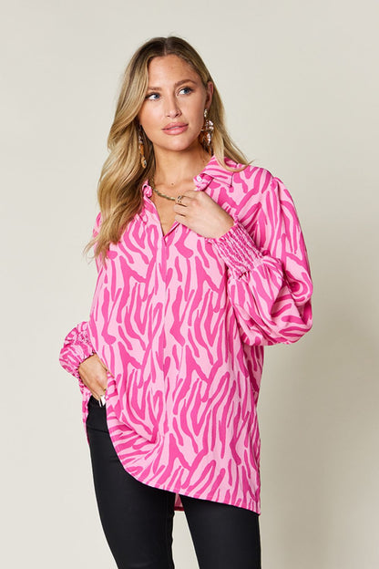 Double Take Full Size Printed Smocked Long Sleeve Blouse – product image 21